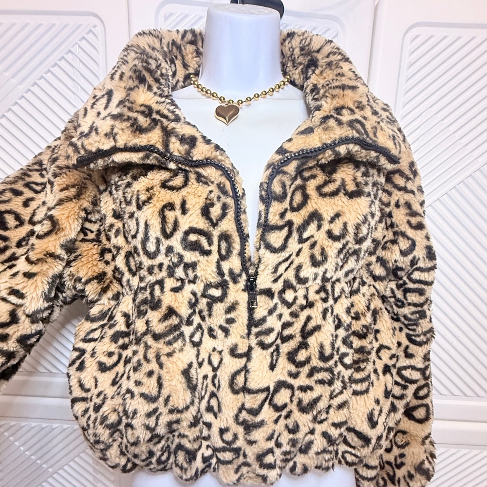 Leopard Print Faux Fur Jacket